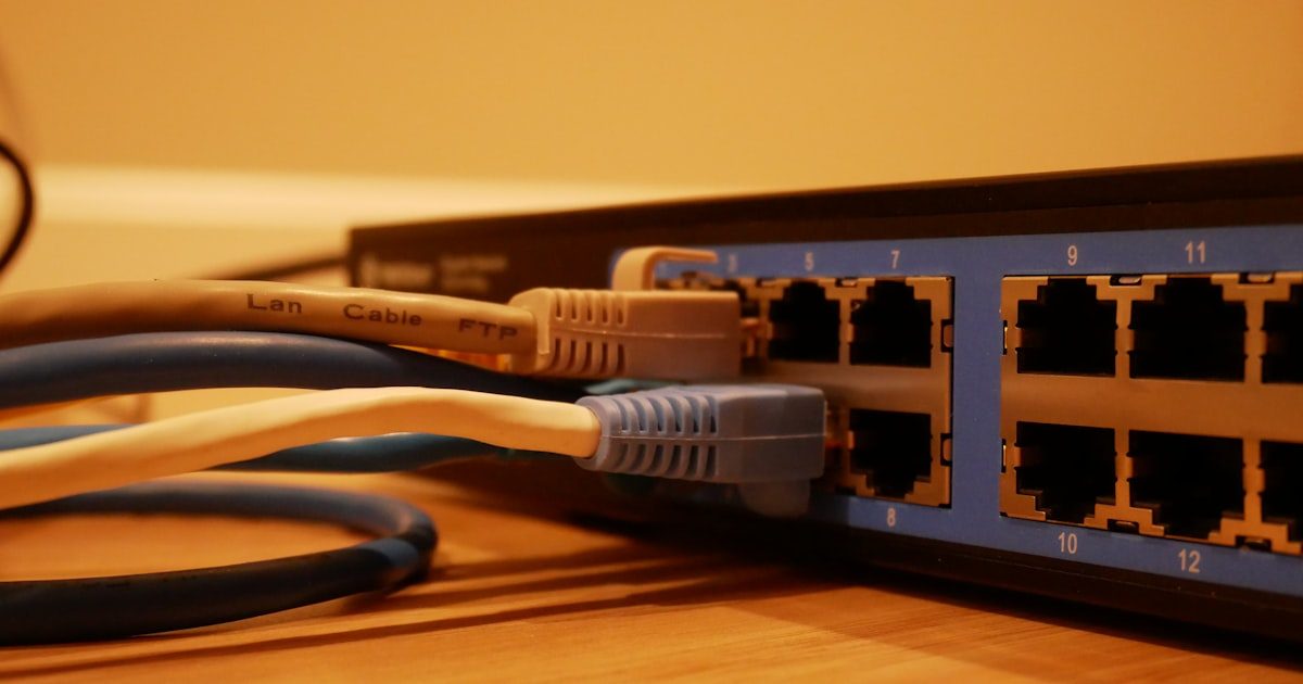 Server room with networking equipment handling DNS queries