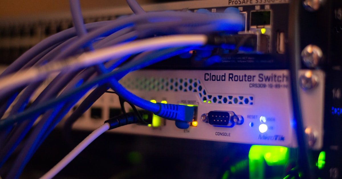 DNS server technology with networking hardware and routing equipment