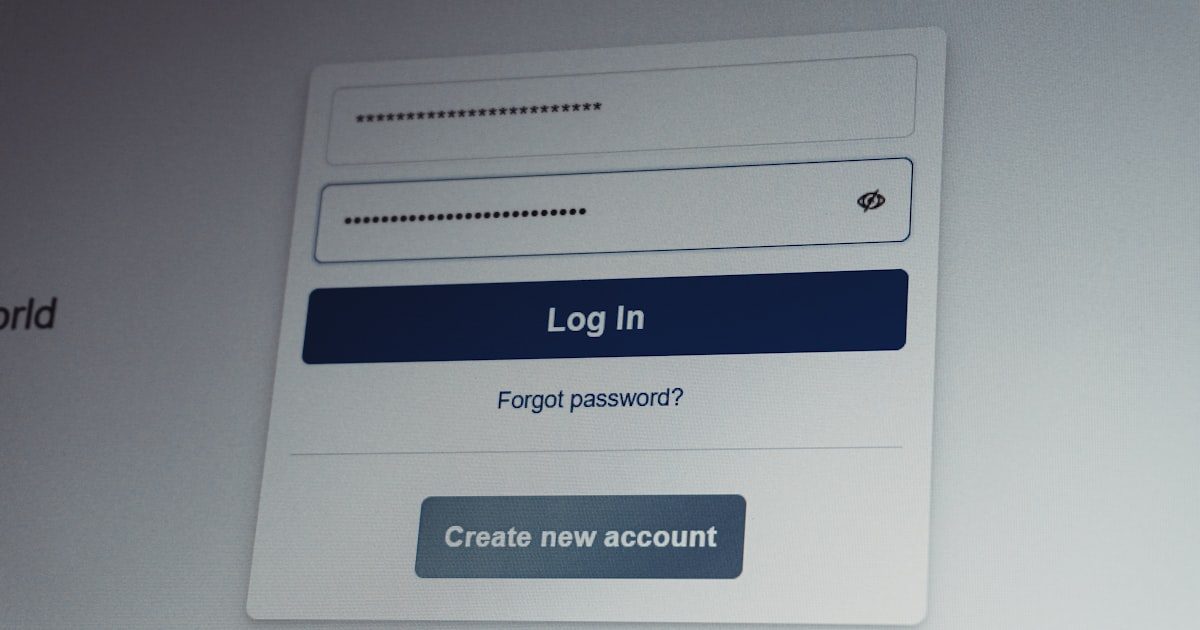 Secure login interface representing account authentication and verification