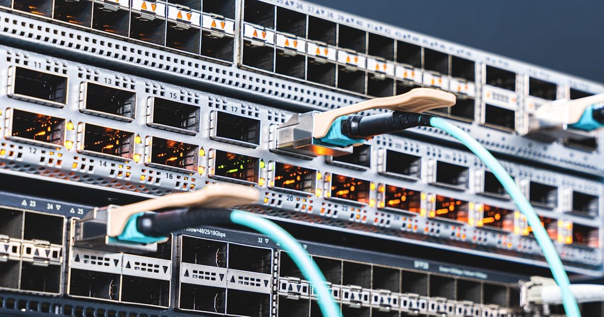 Data center network switch with multiple fiber optic connections